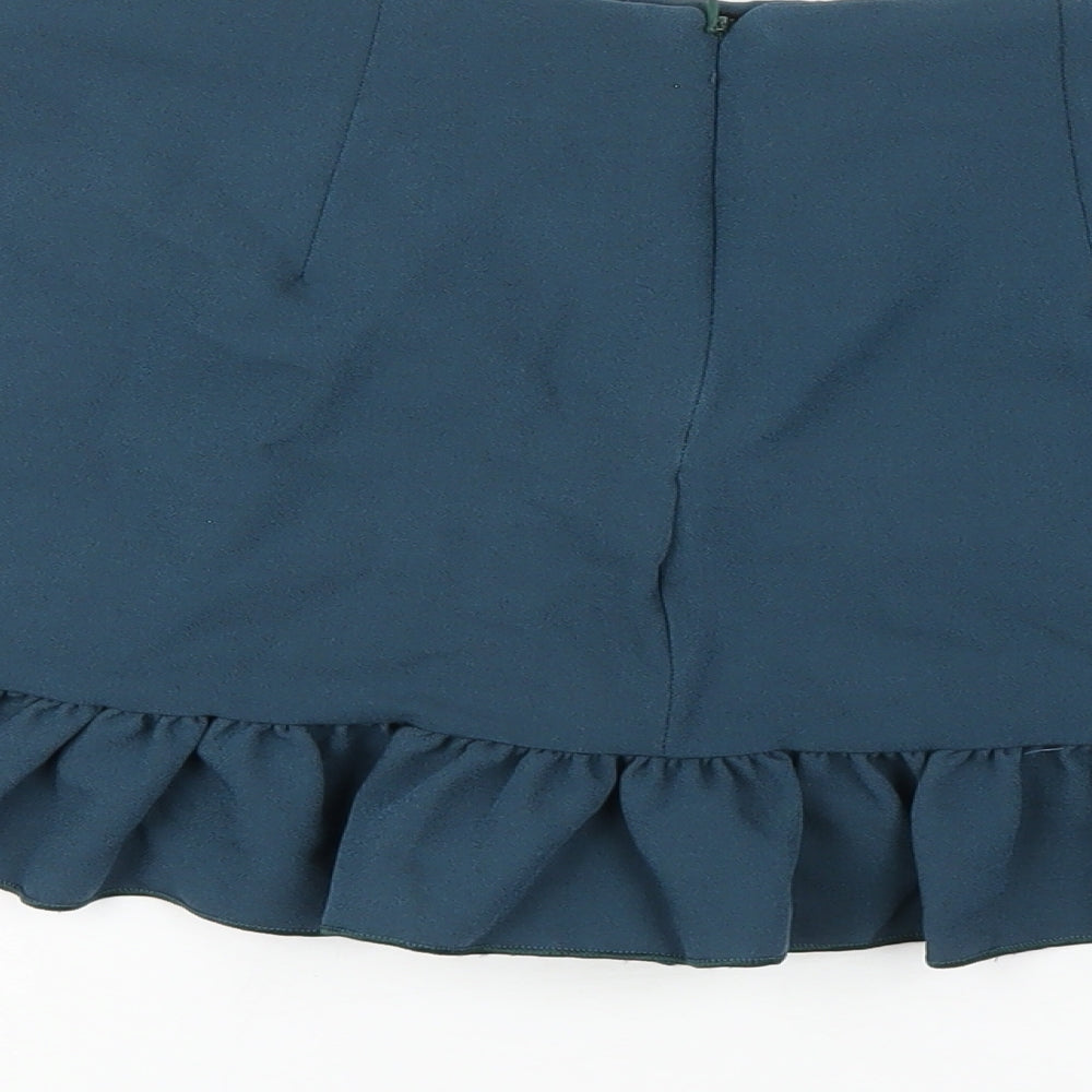 Boohoo Womens Blue Polyester Skort Skirt Size 10 Zip - Ruffle