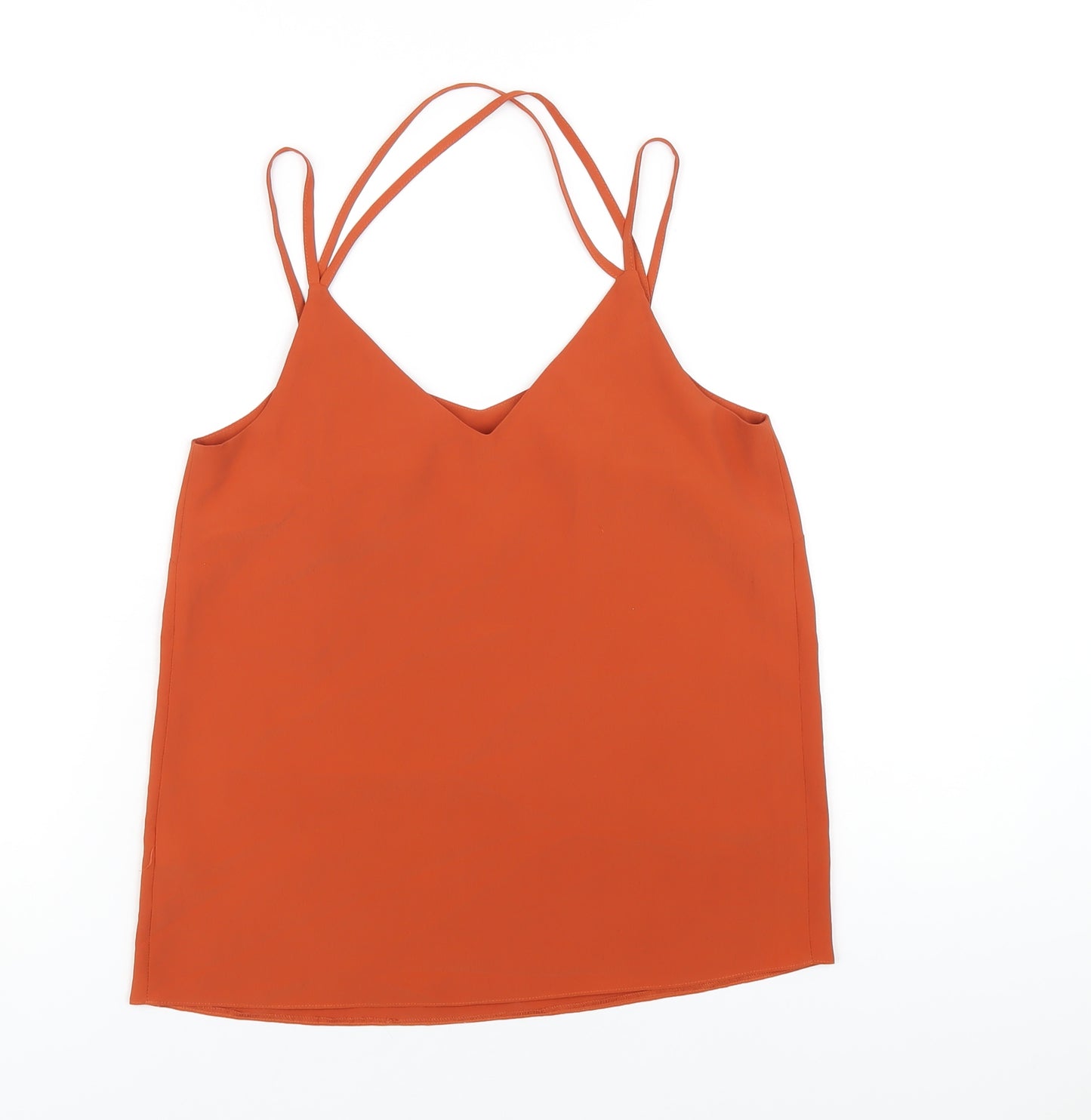 New Look Womens Orange Polyester Camisole T-Shirt Size 6 V-Neck