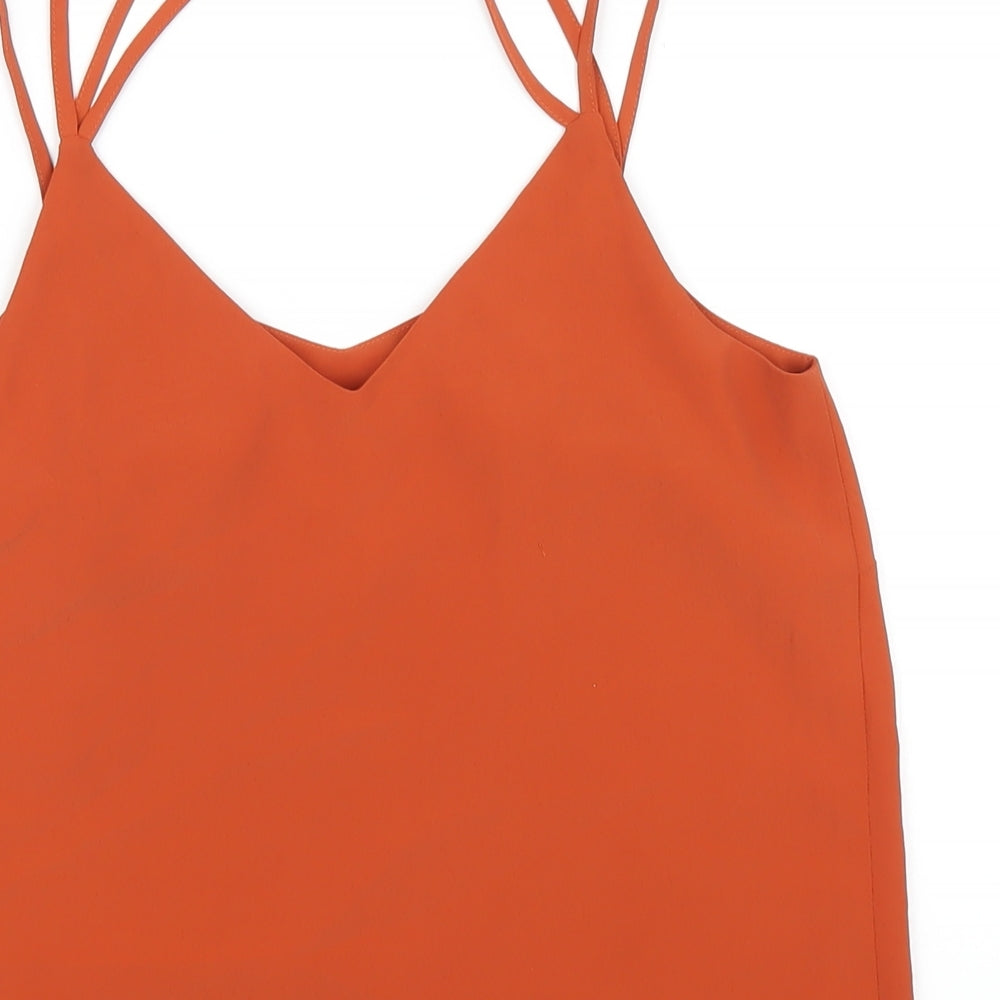 New Look Womens Orange Polyester Camisole T-Shirt Size 6 V-Neck