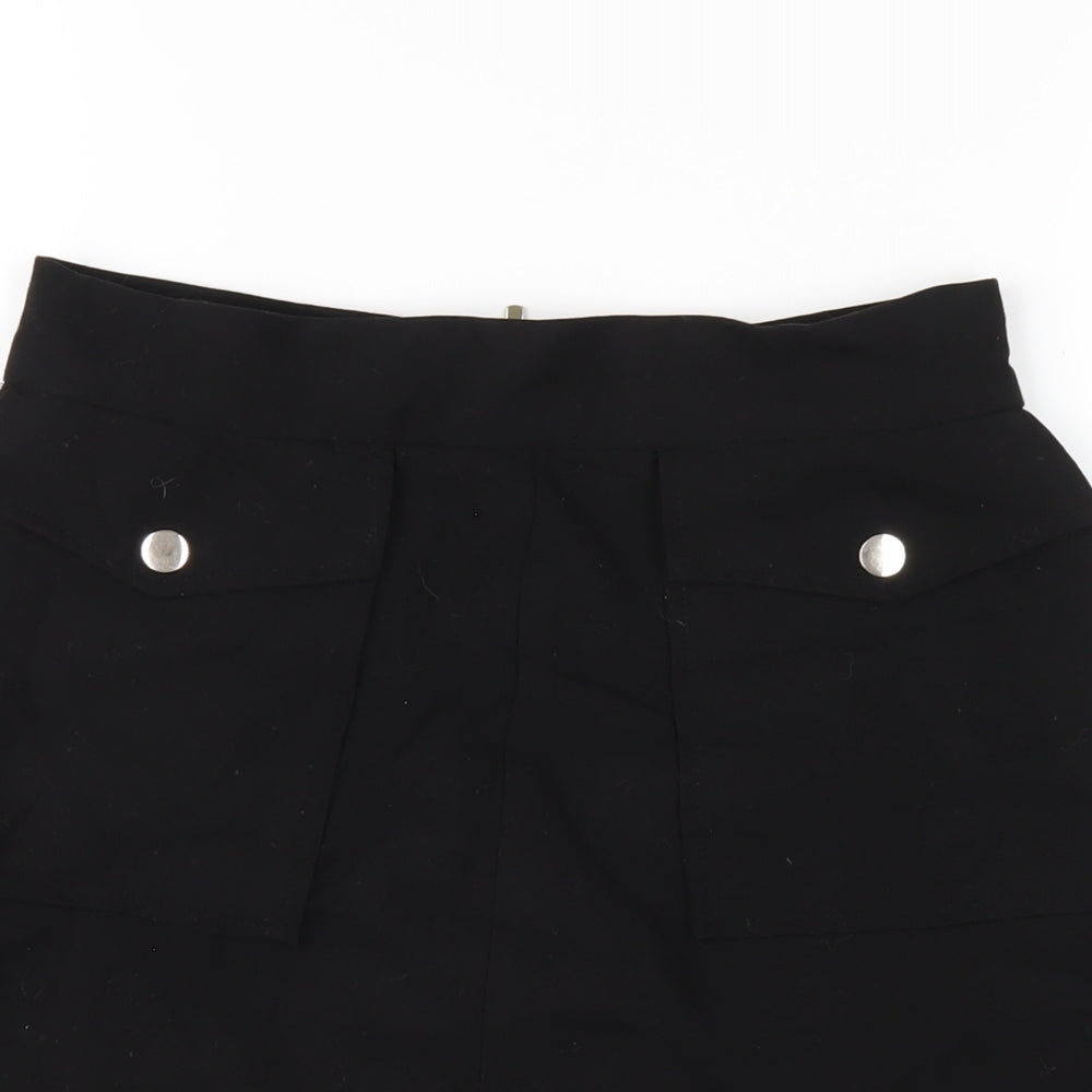 H&M Womens Black Polyester A-Line Skirt Size 10 Zip