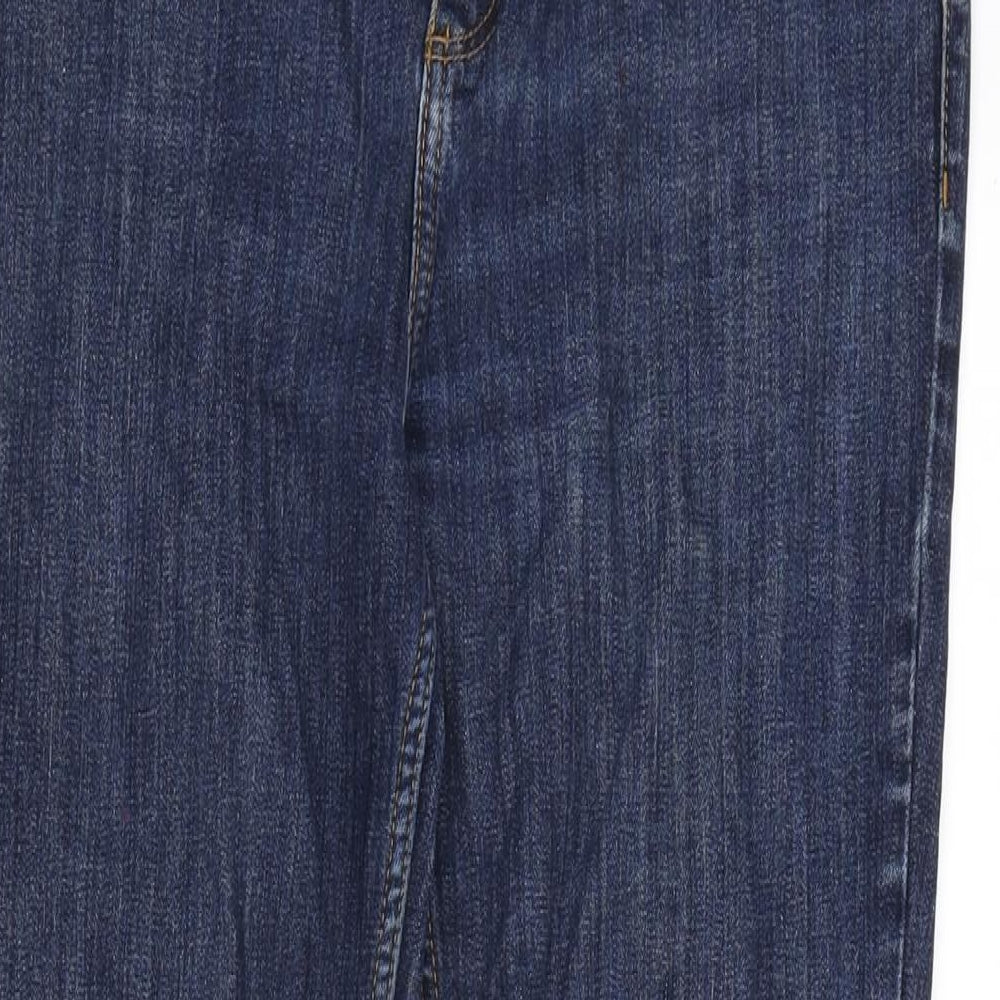 John Lewis Womens Blue Cotton Straight Jeans Size 12 L30 in Regular Zip