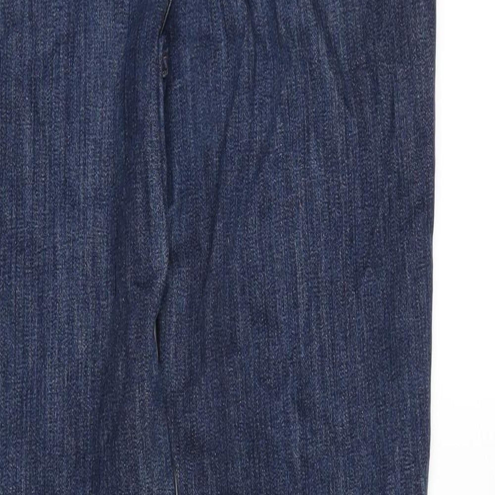 John Lewis Womens Blue Cotton Straight Jeans Size 12 L30 in Regular Zip