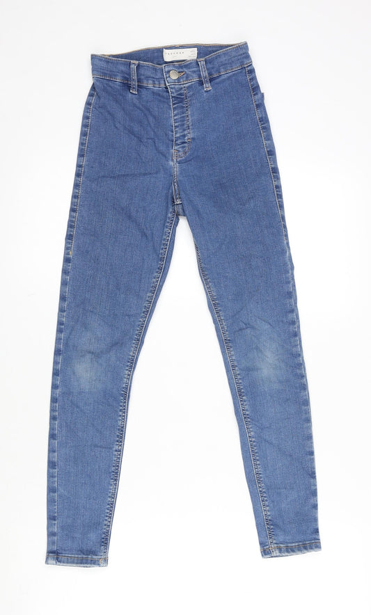 Topshop Womens Blue Cotton Straight Jeans Size 25 in L29 in Regular Zip