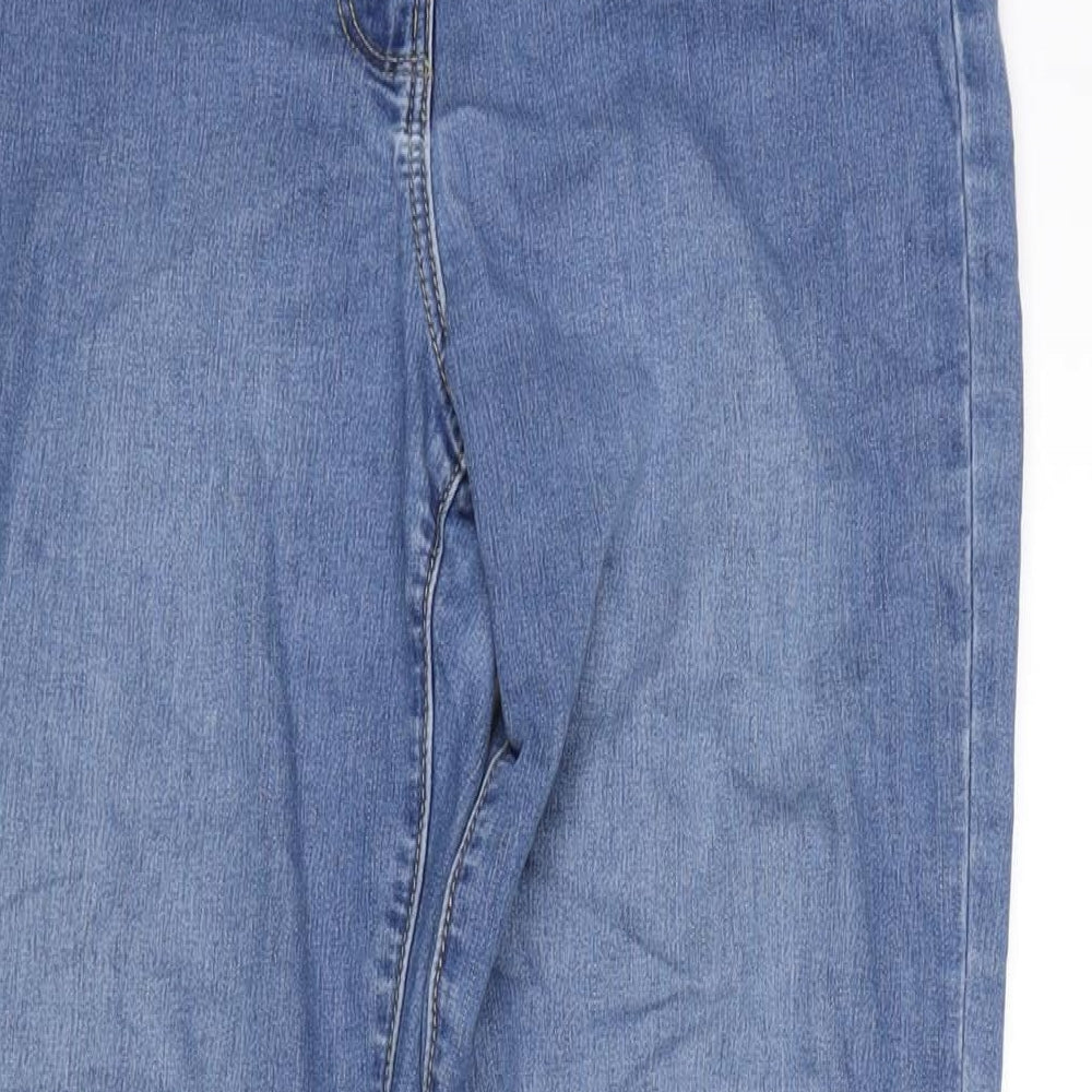 Bonmarché Womens Blue Cotton Straight Jeans Size 10 L28 in Slim Zip