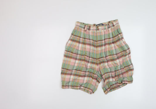 Ruff Hewn Womens Multicoloured Plaid Linen Chino Shorts Size 8 L8 in Regular Button