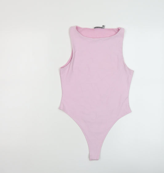 ASOS Womens Pink Nylon Bodysuit One-Piece Size 8 Snap