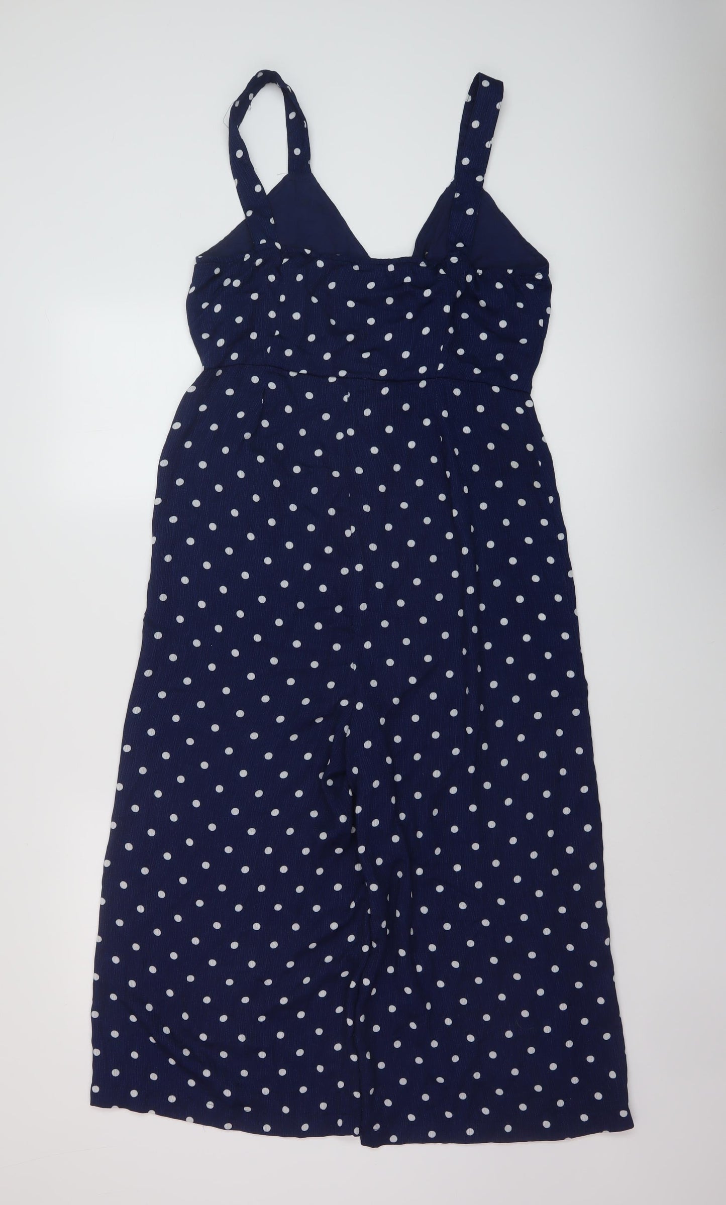 Glamorous Womens Blue Polka Dot Polyester Jumpsuit One-Piece Size 12 Button