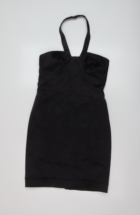 NEXT Womens Black Polyester Mini Size 12 Off the Shoulder Zip