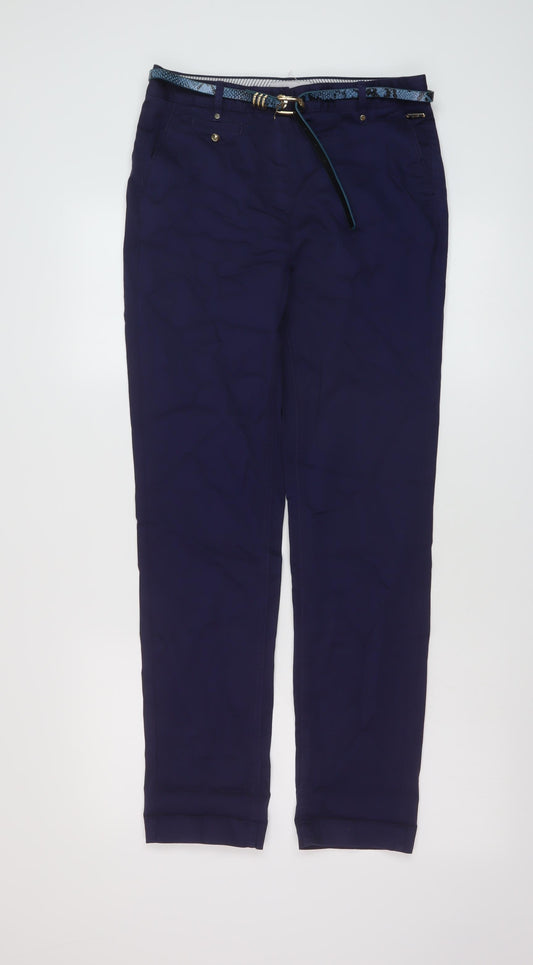 Per Una Womens Blue Cotton Chino Trousers Size 8 L29 in Regular Button