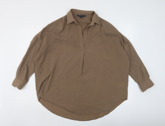 French Connection Womens Brown Polyester Basic Blouse Size S Collared