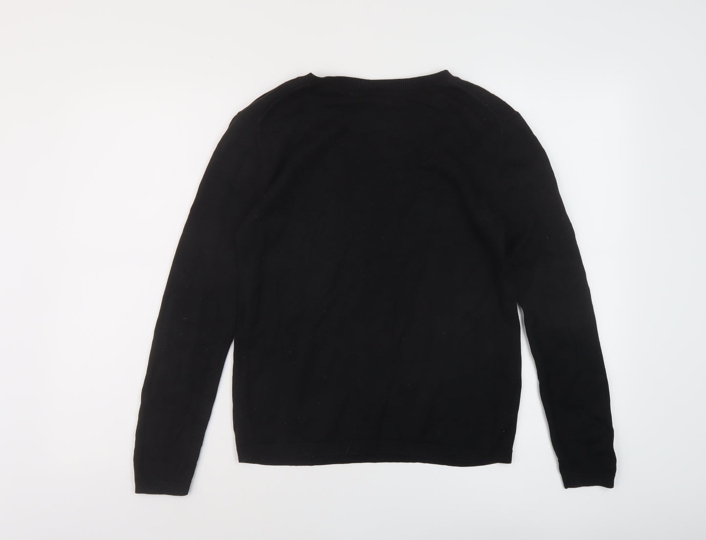 Hush Womens Black Crew Neck Cotton Pullover Jumper Size XS