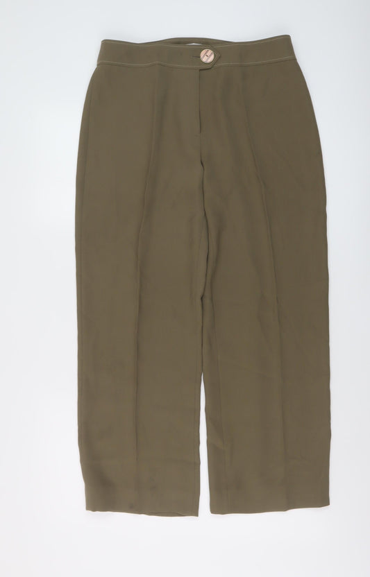 Gerry Weber Womens Brown Polyester Trousers Size 14 L26 in Regular Button