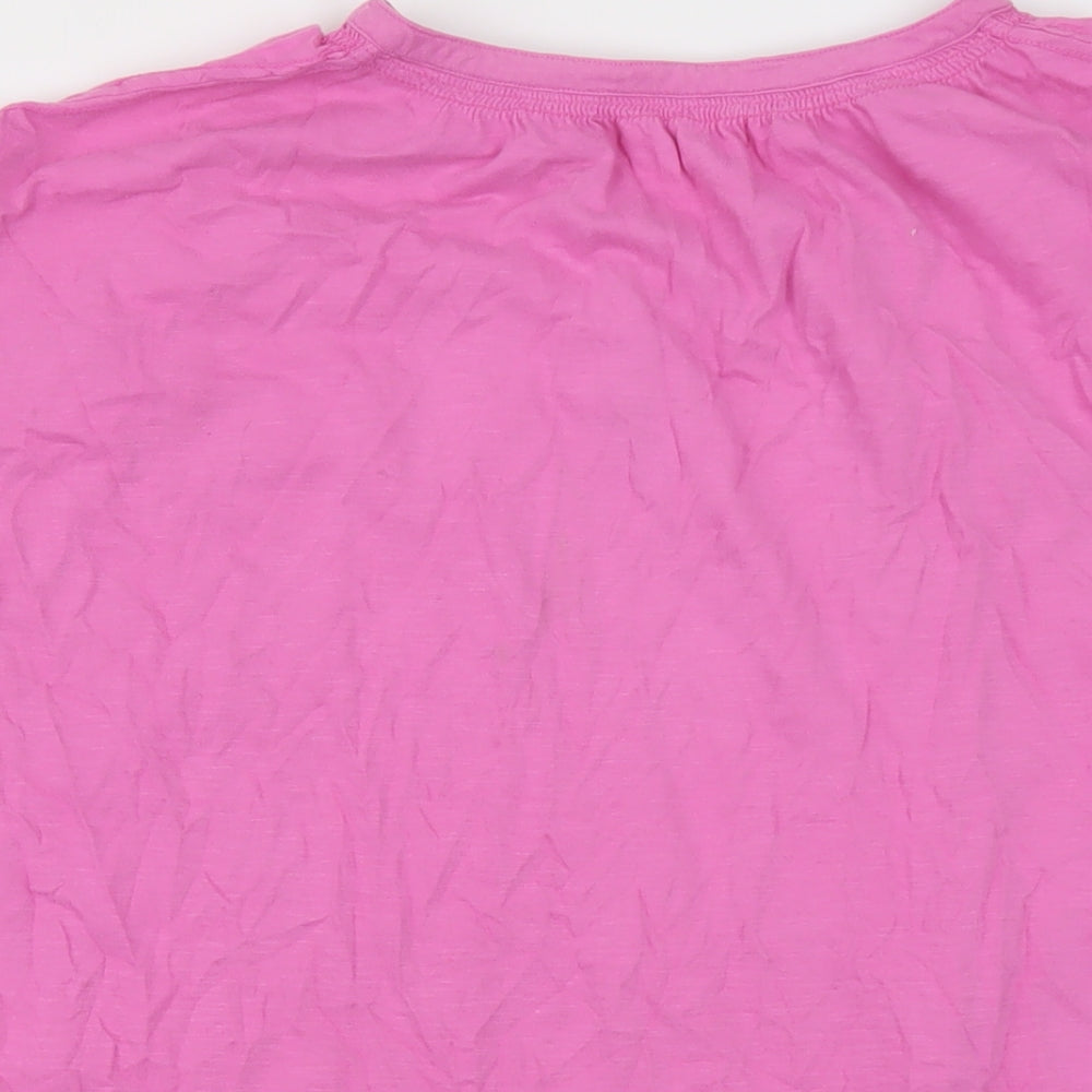 White Stuff Womens Pink Cotton Basic T-Shirt Size 10 V-Neck