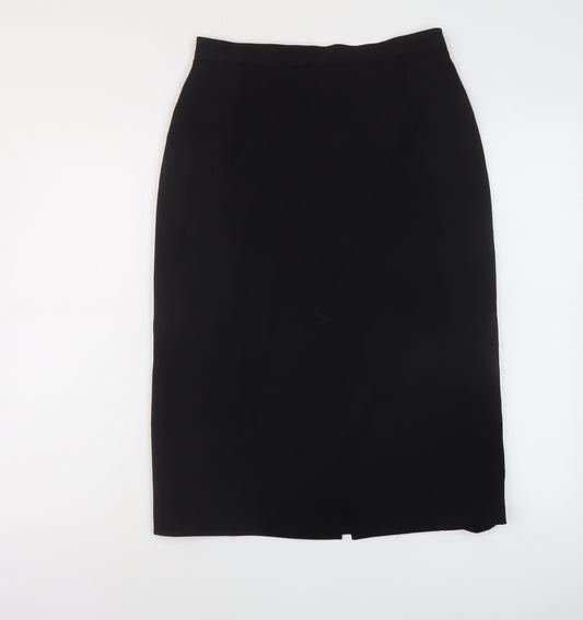 Marks and Spencer Womens Black Wool A-Line Skirt Size 12 Zip