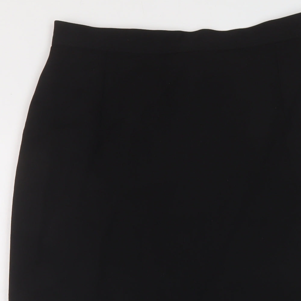 Marks and Spencer Womens Black Wool A-Line Skirt Size 12 Zip