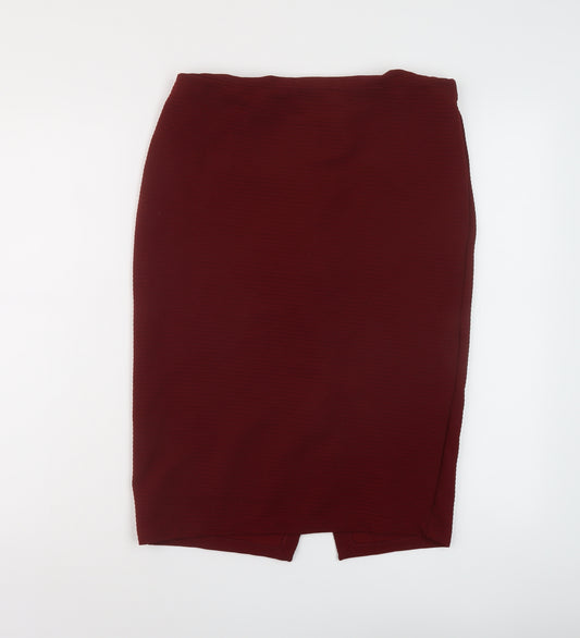 H&M Womens Red Polyester Straight & Pencil Skirt Size M Zip