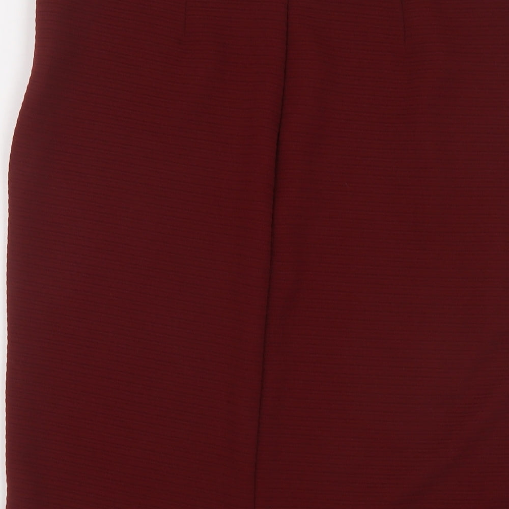 H&M Womens Red Polyester Straight & Pencil Skirt Size M Zip