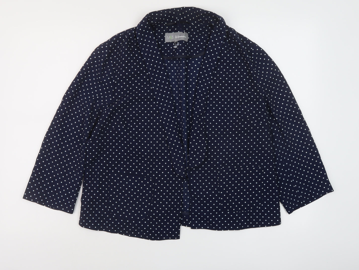 Marks and Spencer Womens Blue Polka Dot Jacket Blazer Size 14