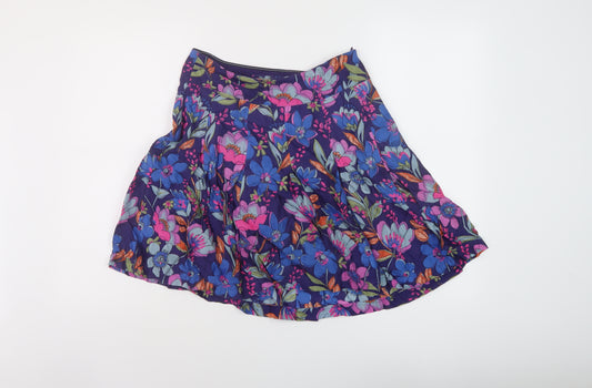 Fat Face Womens Multicoloured Floral Viscose Skater Skirt Size 8 Zip