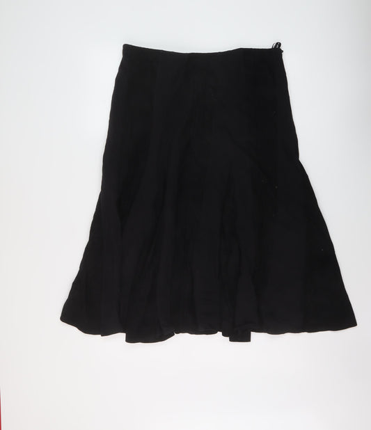 Per Una Womens Black Polyester A-Line Skirt Size 14 Zip