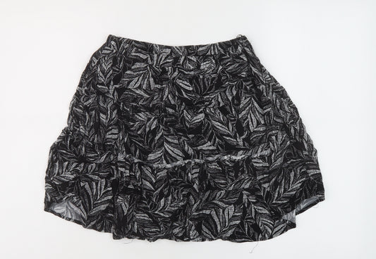 Andy & Lucy Womens Black Geometric Viscose Skater Skirt Size M