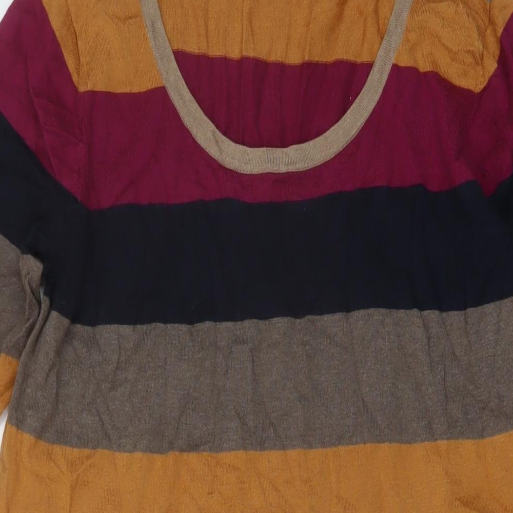 Autograph Womens Multicoloured Striped Cotton Jumper Dress Size 16 Round Neck Pullover