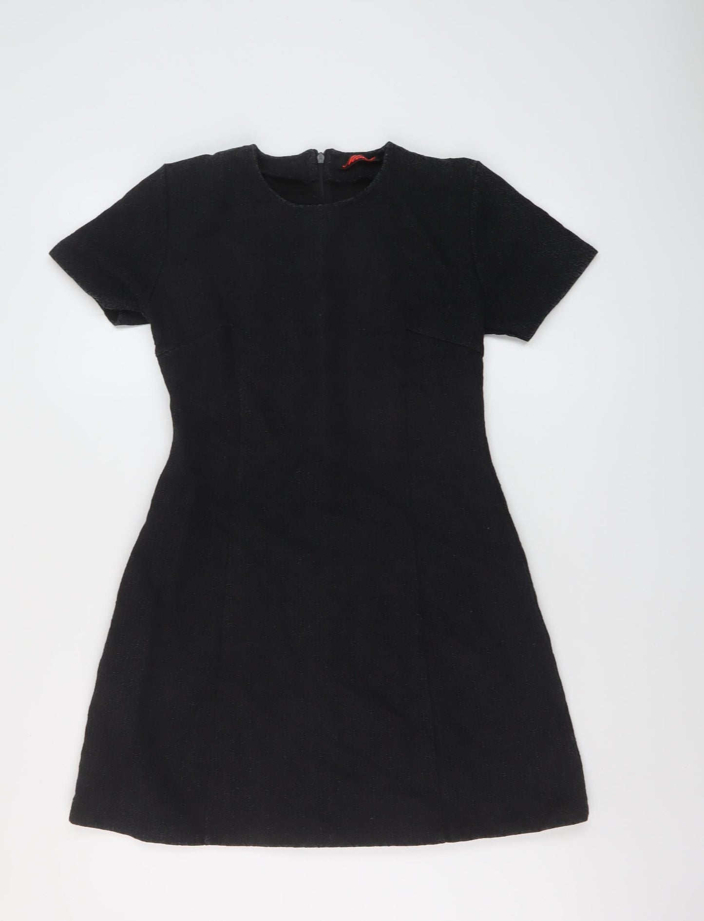 Motel Womens Black Polyester A-Line Size M Crew Neck Zip