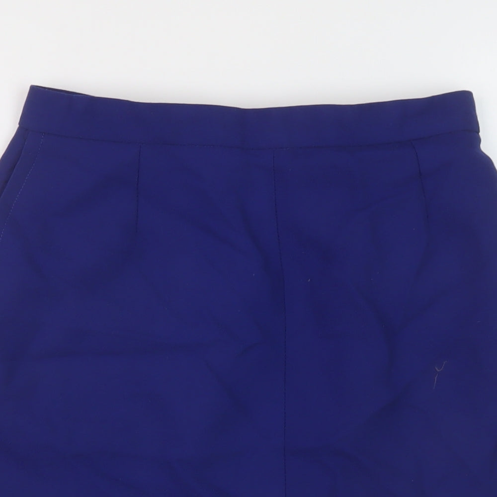 Teraviva Womens Blue Polyester A-Line Skirt Size 12 Zip