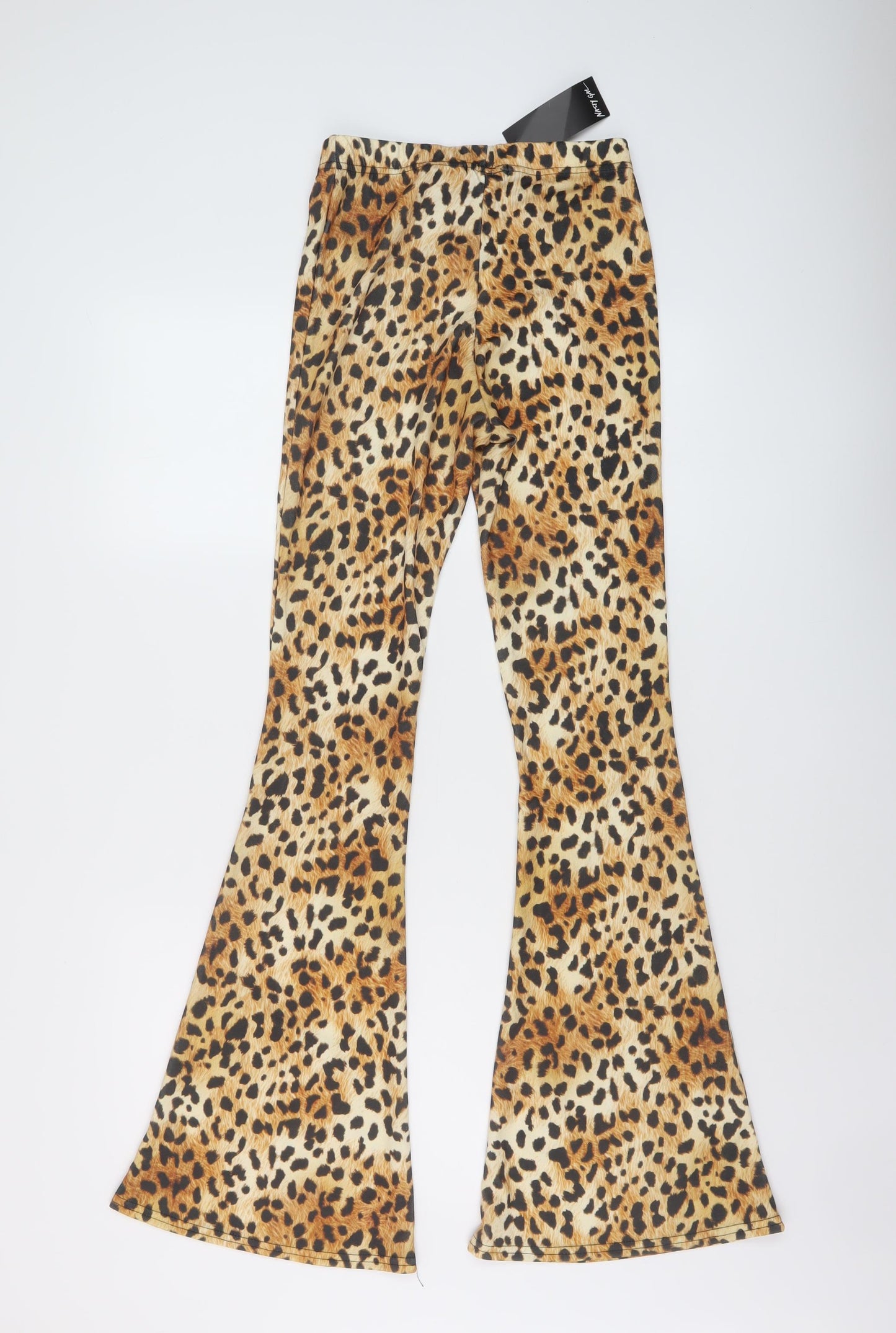 Nasty Gal Womens Brown Animal Print Polyester Trousers Size 6 L31 in Regular