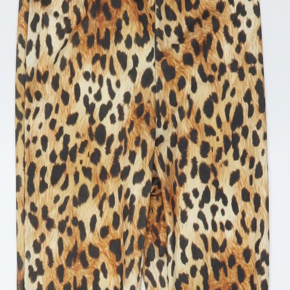 Nasty Gal Womens Brown Animal Print Polyester Trousers Size 6 L31 in Regular