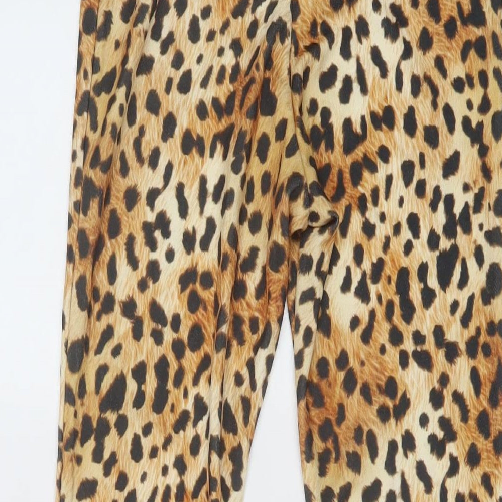 Nasty Gal Womens Brown Animal Print Polyester Trousers Size 6 L31 in Regular