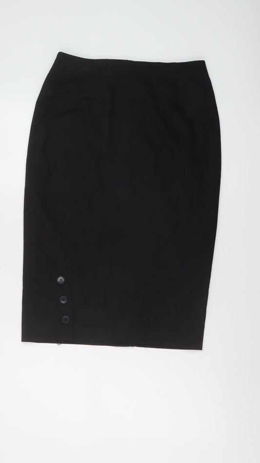 H&M Womens Black Polyester Straight & Pencil Skirt Size 12 Zip