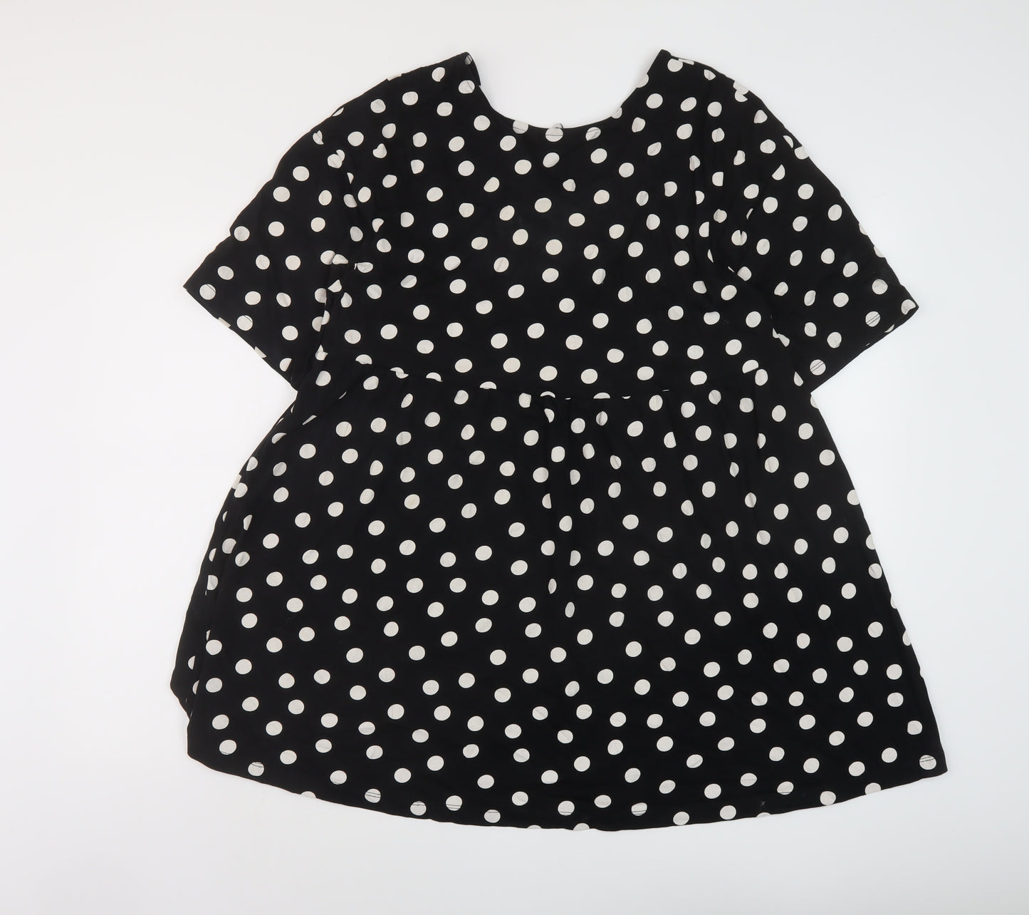 ASOS Womens Black Polka Dot Cotton Tunic Blouse Size 12 V-Neck