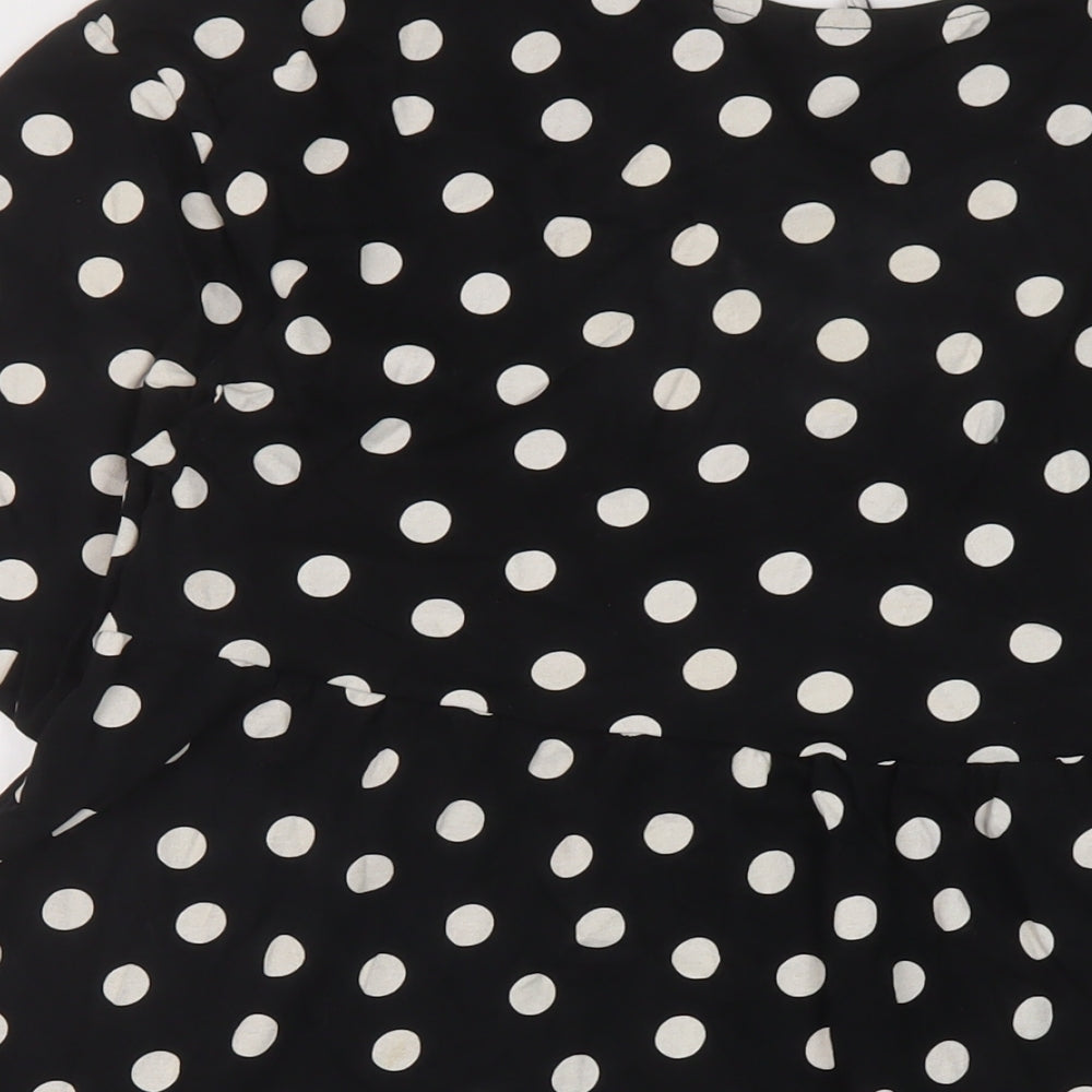 ASOS Womens Black Polka Dot Cotton Tunic Blouse Size 12 V-Neck