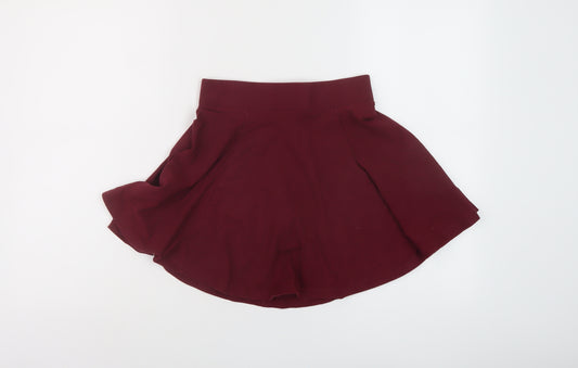 H&M Womens Red Cotton Skater Skirt Size XS