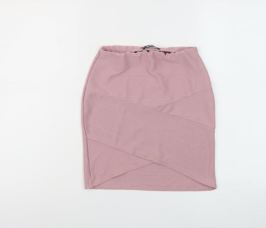 Missguided Womens Pink Polyester Mini Skirt Size 8