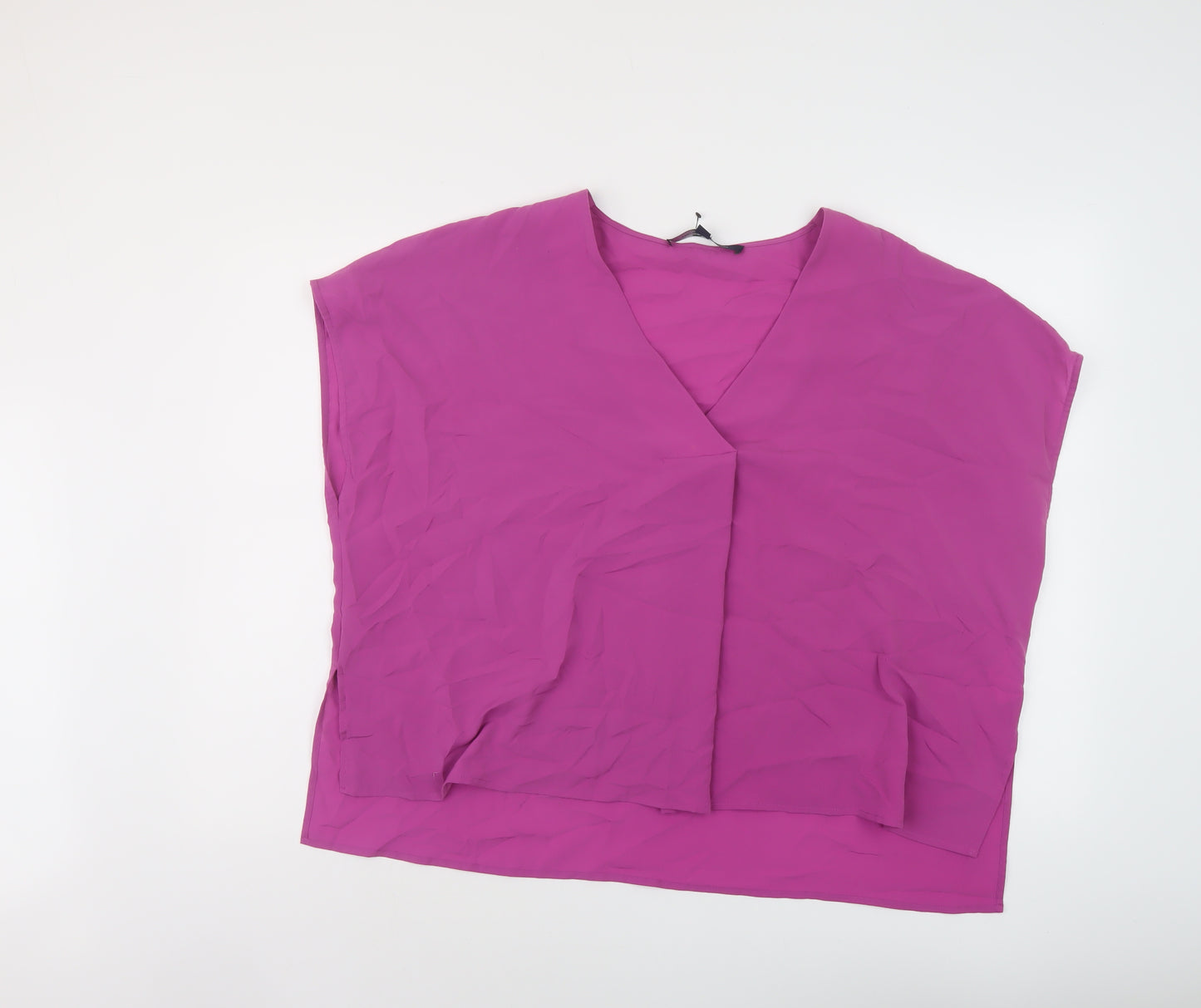 French Connection Womens Purple Polyester Basic Blouse Size L V-Neck