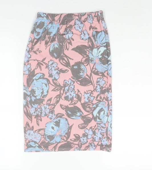 Club L Womens Pink Floral Polyester Bandage Skirt Size 10