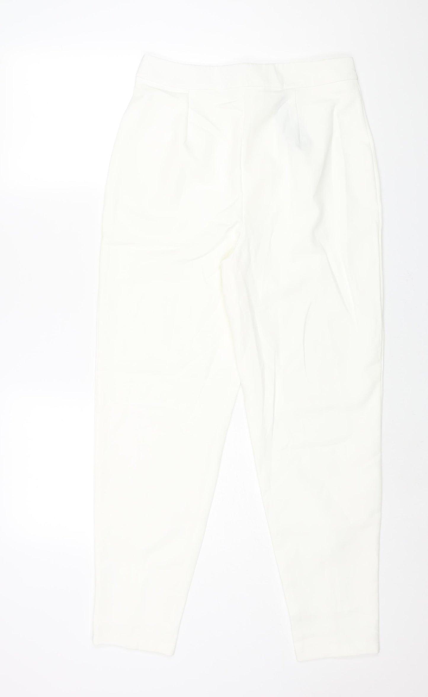 Nasty Gal Womens Ivory Polyester Trousers Size 12 L28 in Regular Zip - Vented Hems