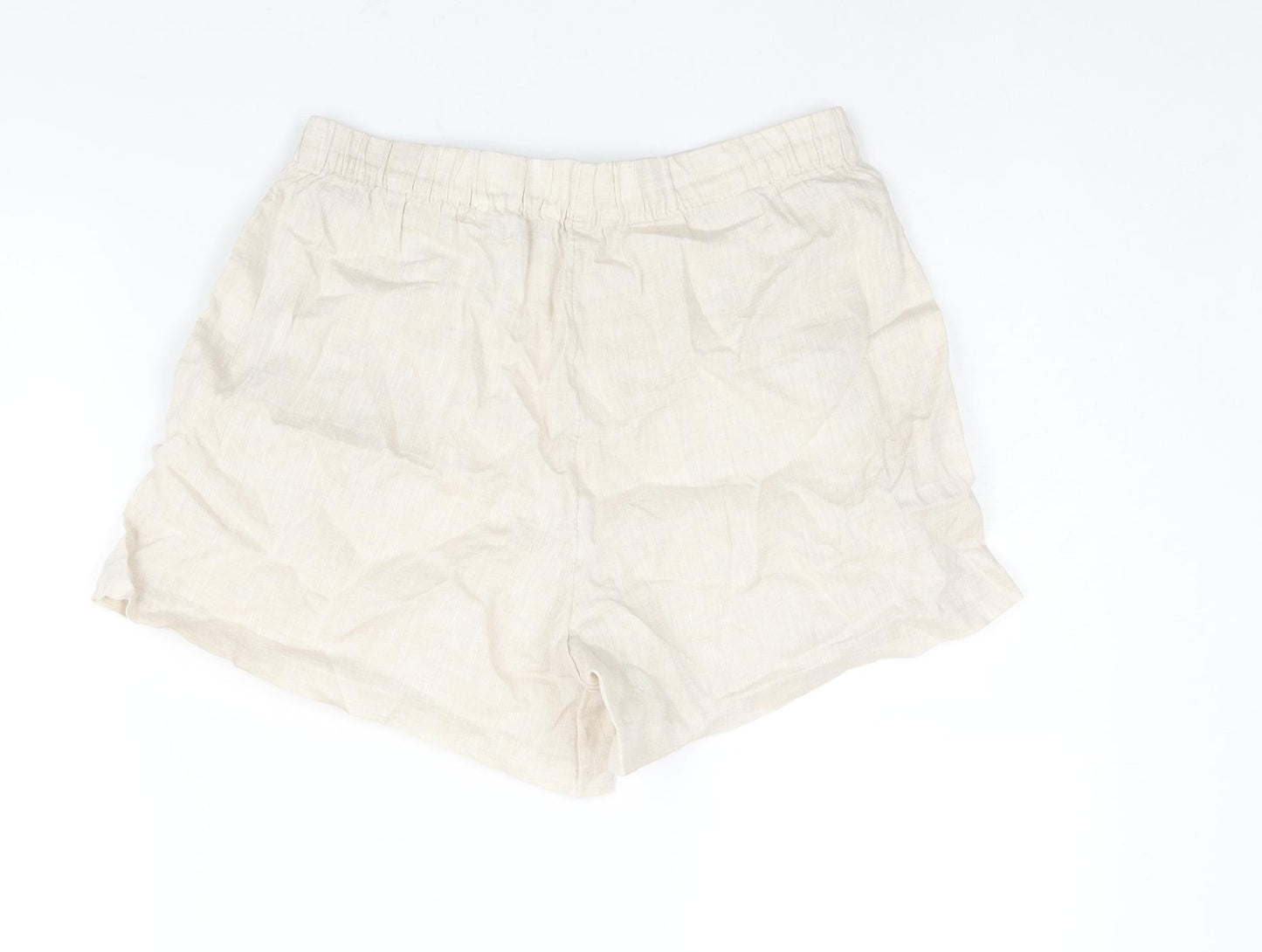 H&M Womens Beige Linen Basic Shorts Size S L3 in Regular Pull On