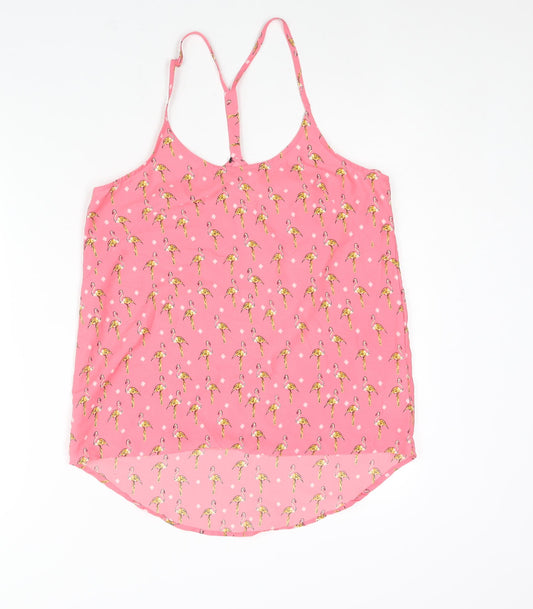 Brave Soul Womens Pink Geometric Polyester Camisole Blouse Size S Scoop Neck - Flamingo Print