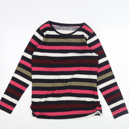 NEXT Womens Multicoloured Round Neck Striped Polyester Pullover Jumper Size 12 - Rouched