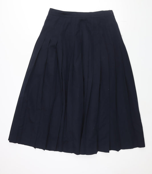 Brian Tucker Womens Blue Wool Pleated Skirt Size 18 Zip