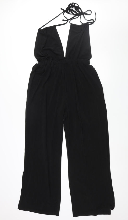 QED London Womens Black Polyester Jumpsuit One-Piece Size M L30 in Tie - Backless