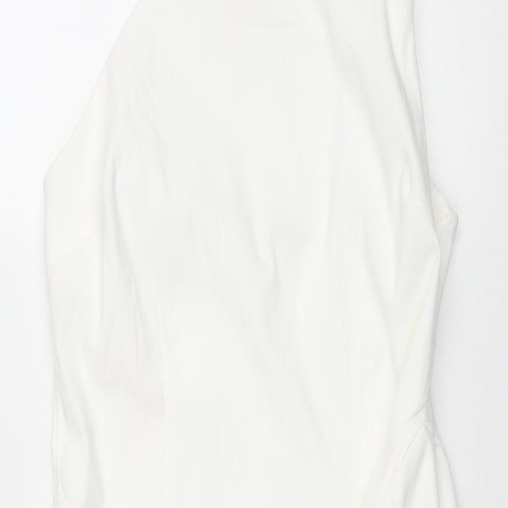 Zara Womens White Polyester Basic Blouse Size M One Shoulder - Waterfall Frill Detail