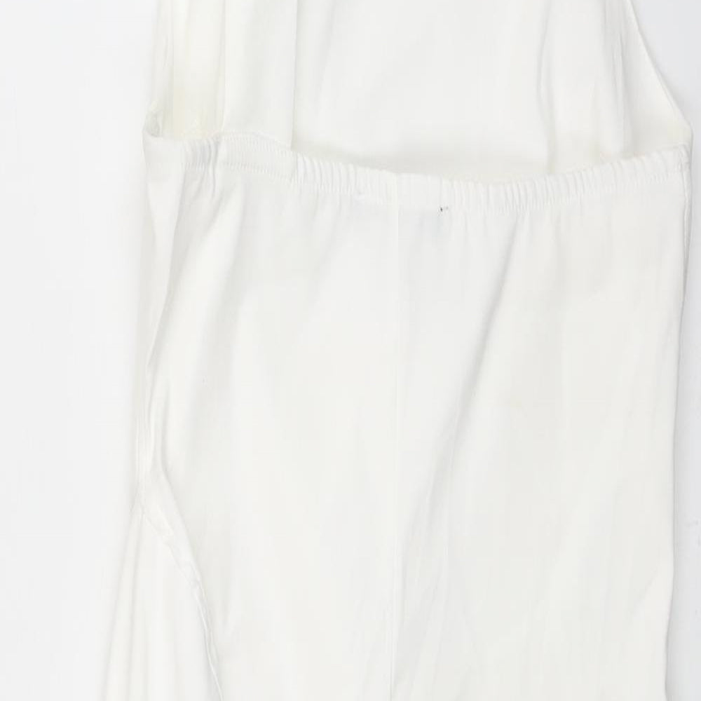 Zara Womens White Polyester Basic Blouse Size M One Shoulder - Waterfall Frill Detail