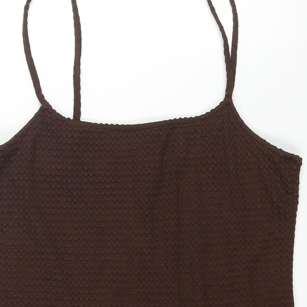 Divided by H&M Womens Brown Polyester Camisole Blouse Size M Square Neck - Textured