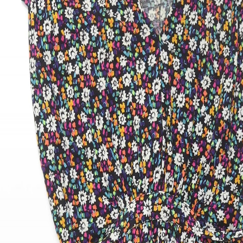 French Connection Womens Multicoloured Floral Viscose Sheath Size 10 V-Neck Pullover - Belted