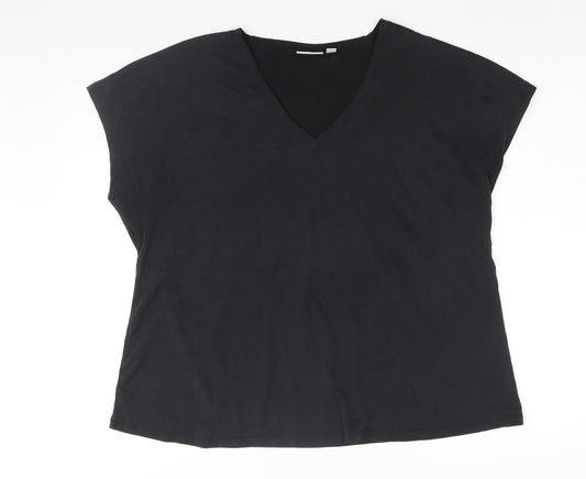 VILA Womens Black Modal Basic T-Shirt Size 18 V-Neck