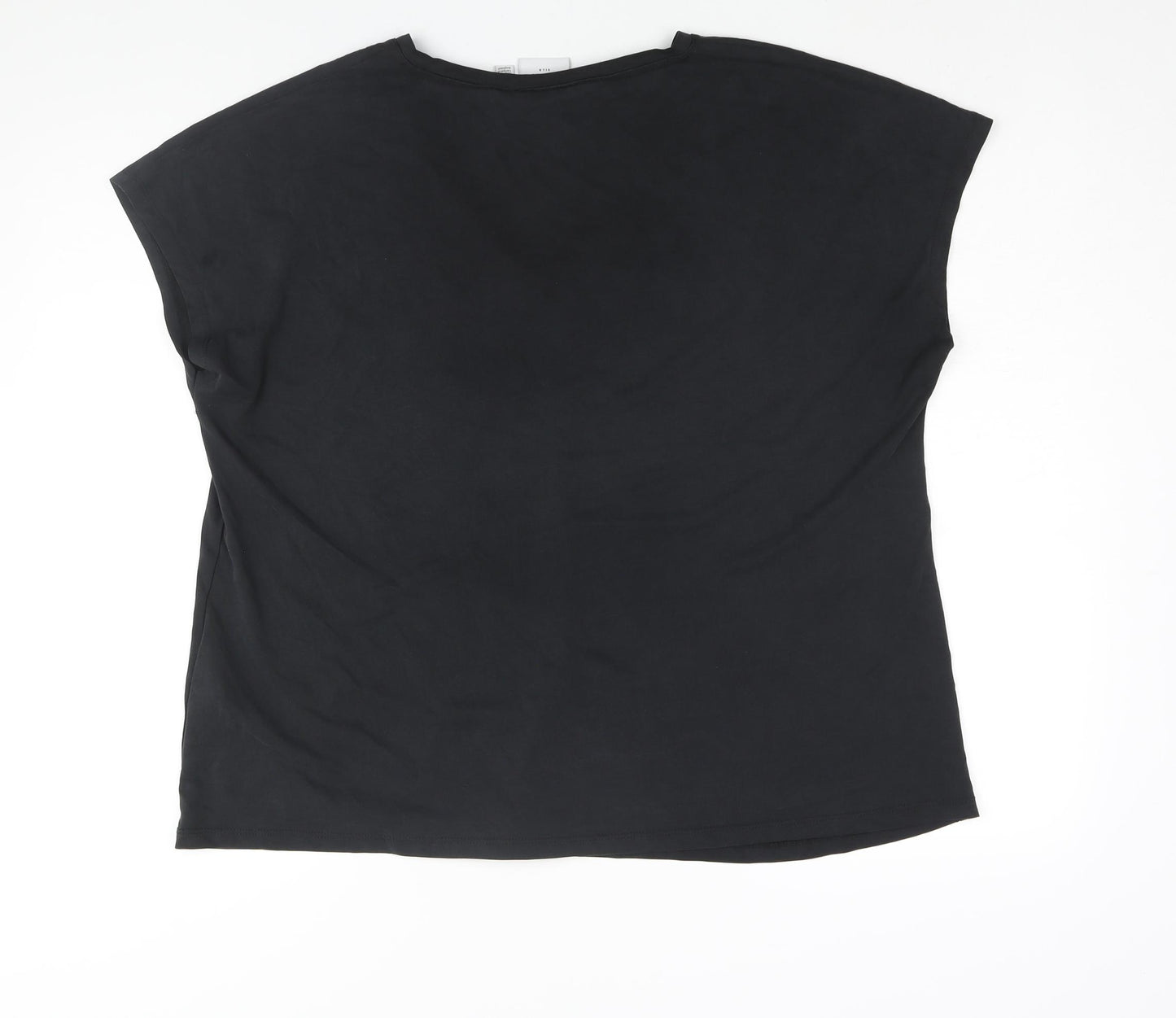 VILA Womens Black Modal Basic T-Shirt Size 18 V-Neck